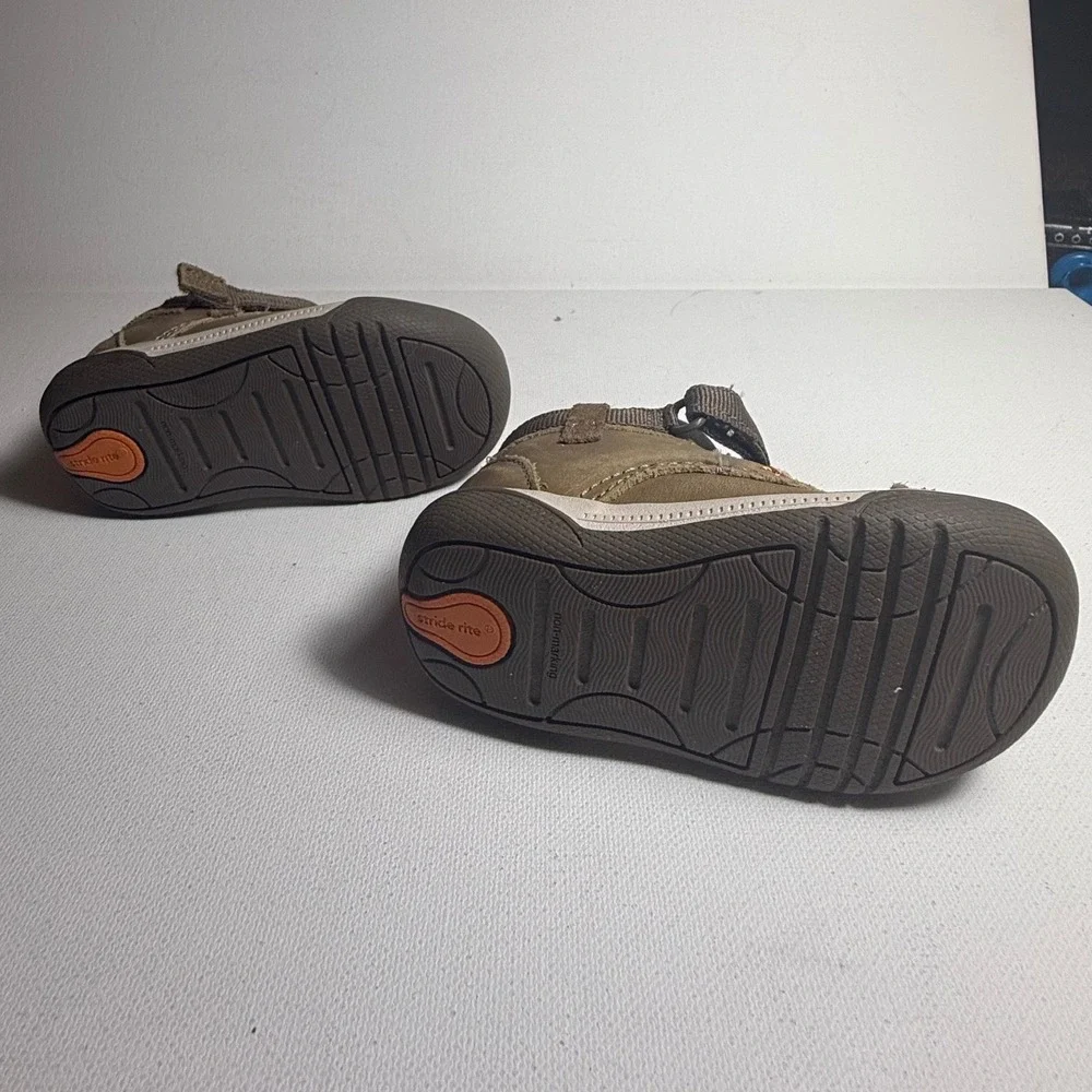 Stride Rite Infant Boys Leather High Top Brown Shoes-Sz 3M-New-Never Worn